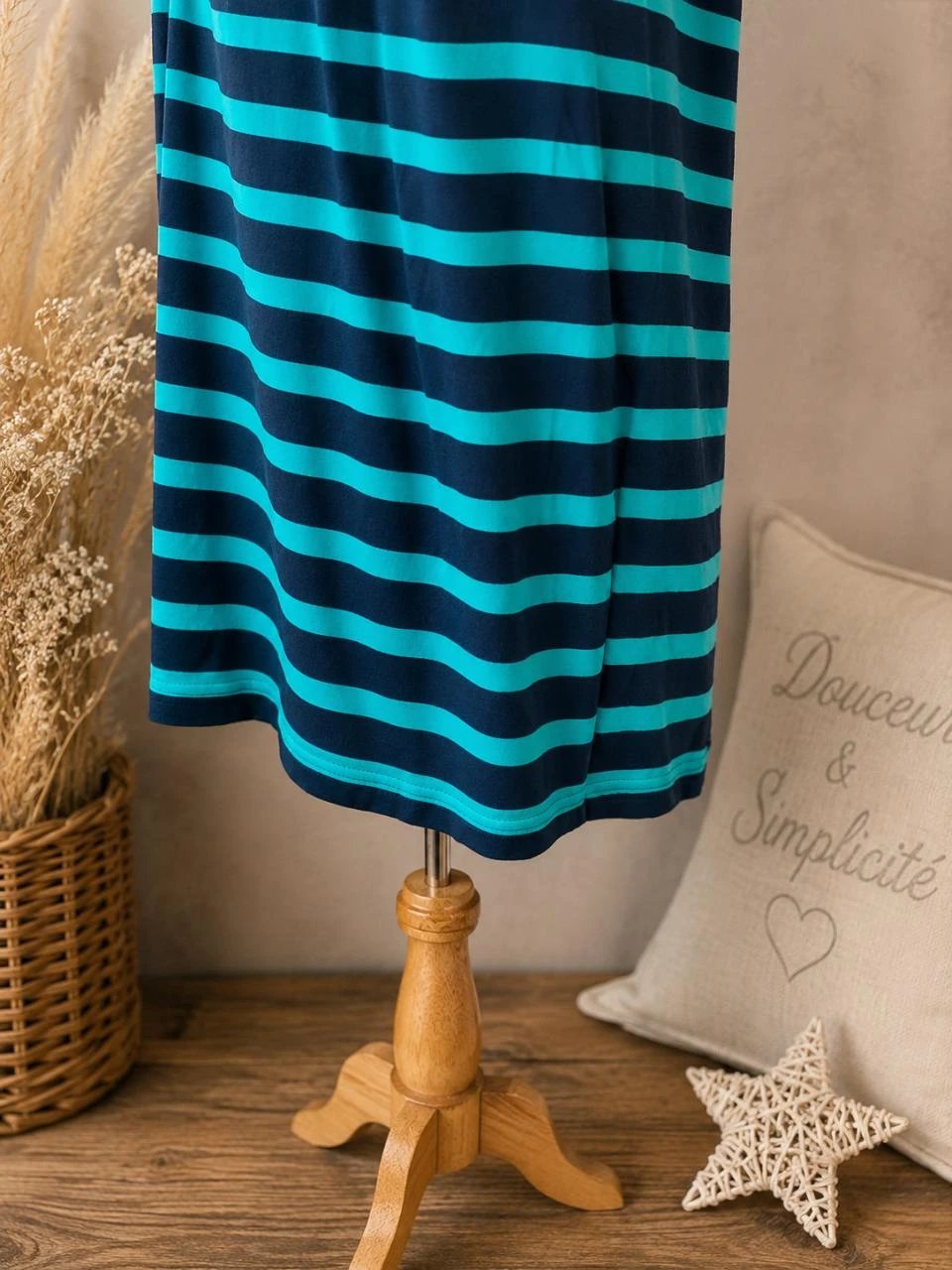 T-shirt maat 44 vrouw kleur turkoois en marineblauw – photo 4